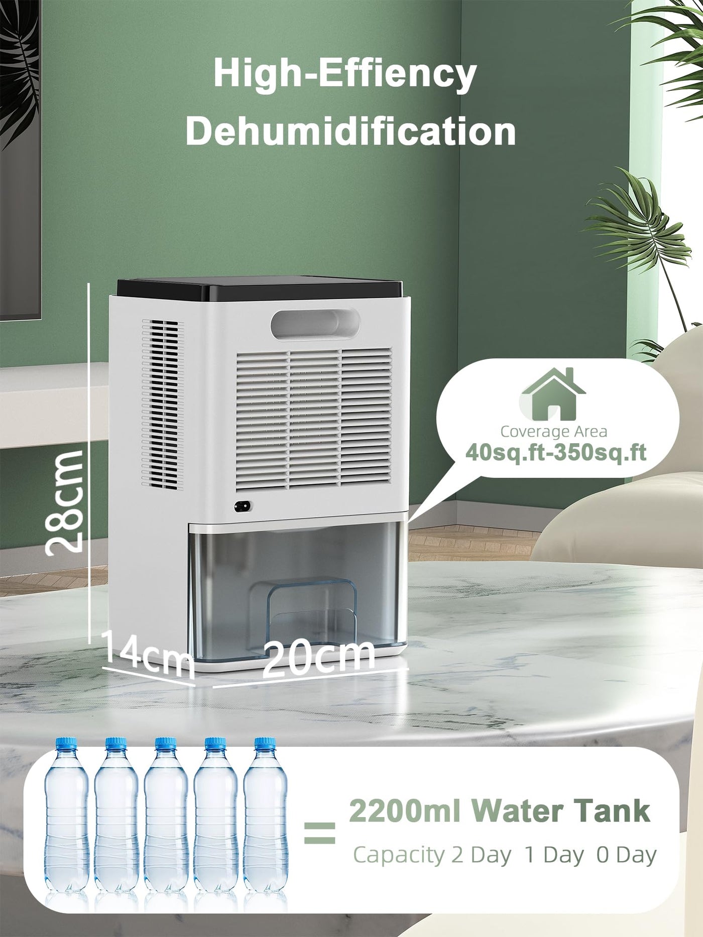 Luftentfeuchter Elektrisch, 2200ml Raumentfeuchter Leise Dehumidifier Mit Funktion Abtauen & Schlafmodus, Luftreinigung und Gegen Feuchtigkeit, Ideal für Schlafzimmer Keller