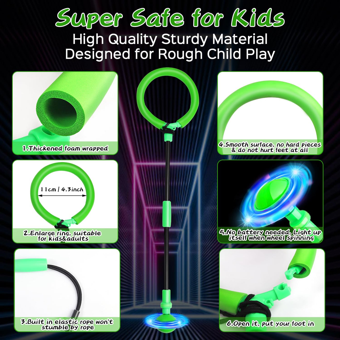Jalunth Springring Fußkreisel Swing Wheel Outdoor Draußen Garten Strand Draussen Blinkt Spielzeug Spiele Kinder Erwachsene Jungen Mädchen 5 6 7 8 9 10 11 12 13 Jahre Geburtstag Geschenke mit Lichtrad