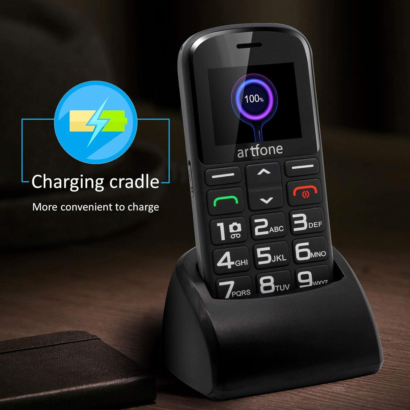 artfone 182 Seniorenhandy mit großen Tasten | Seniorenhandy ohne Vertrag | GSM Dual-SIM-Handy für Senioren mit Notruftaste |1.77 -Inch Rentner Handy |1400 mAh