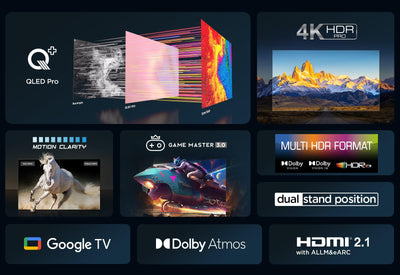 TCL 65T7B 65-Zoll QLED Pro Fernseher, 4K Ultra HD, HDR Pro, Smart TV Unterstützt von Google TV (Dolby & Atmos, Motion Clarity, Freihändige Sprachsteuerung, Kompatibel mit Google Assistant & Alexa)