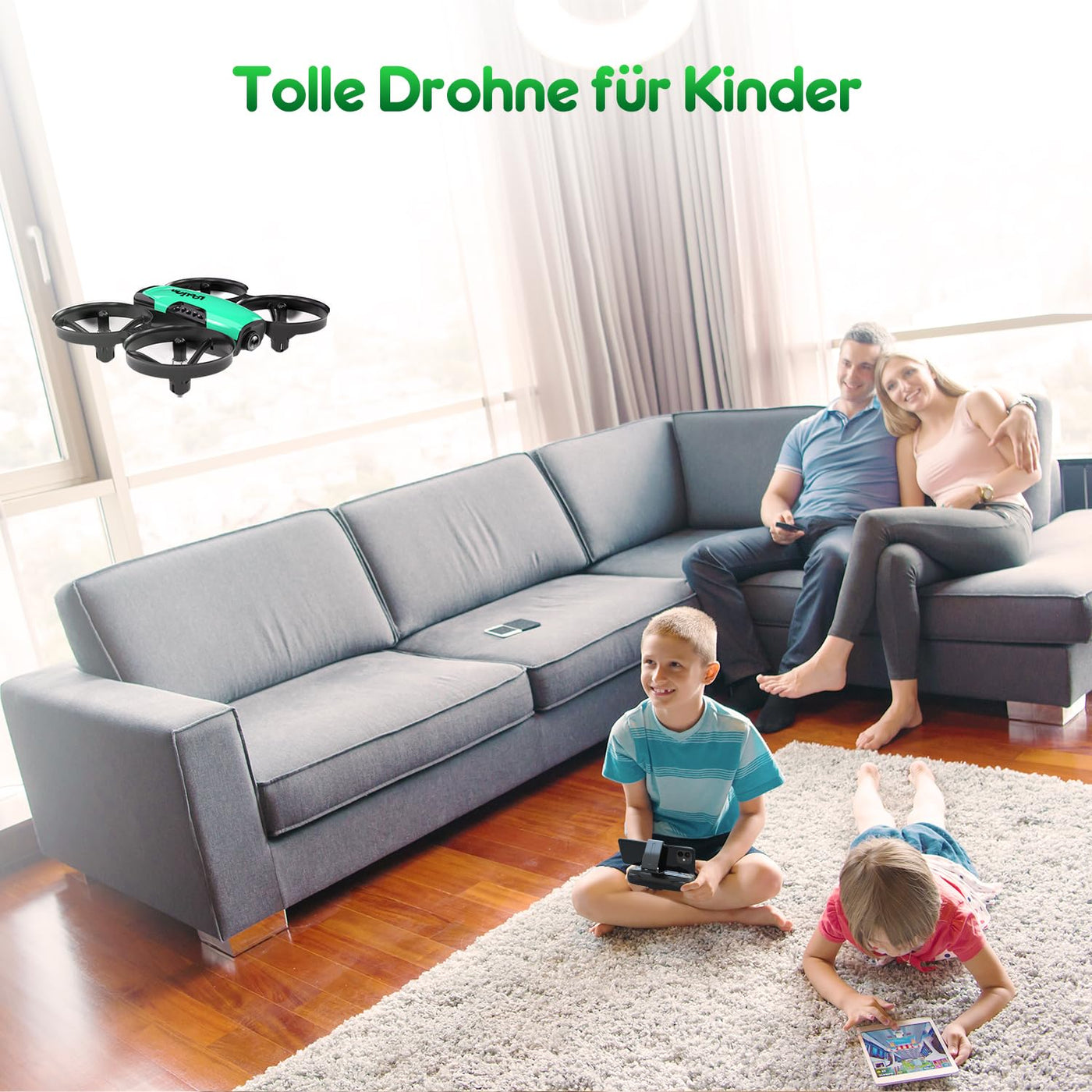 Loolinn | Drohne mit Kamera als Geschenk für Kinder - Mini Drohne Ferngesteuert mit Video & Fotos/Einstellbare Kamera/Zwei Batterien/Geprüftes C0-Zertifikat (Geschenk für Jungen und Mädchen)