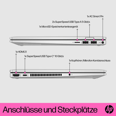 HP Pavilion x360 2-in-1 Laptop | 14" FDH Touchdisplay | Intel Core i5-1335U | 16 GB DDR4 RAM | 512 GB SSD | Intel Iris Xe | Windows 11 Home | QWERTZ Tastatur | Natural Silver