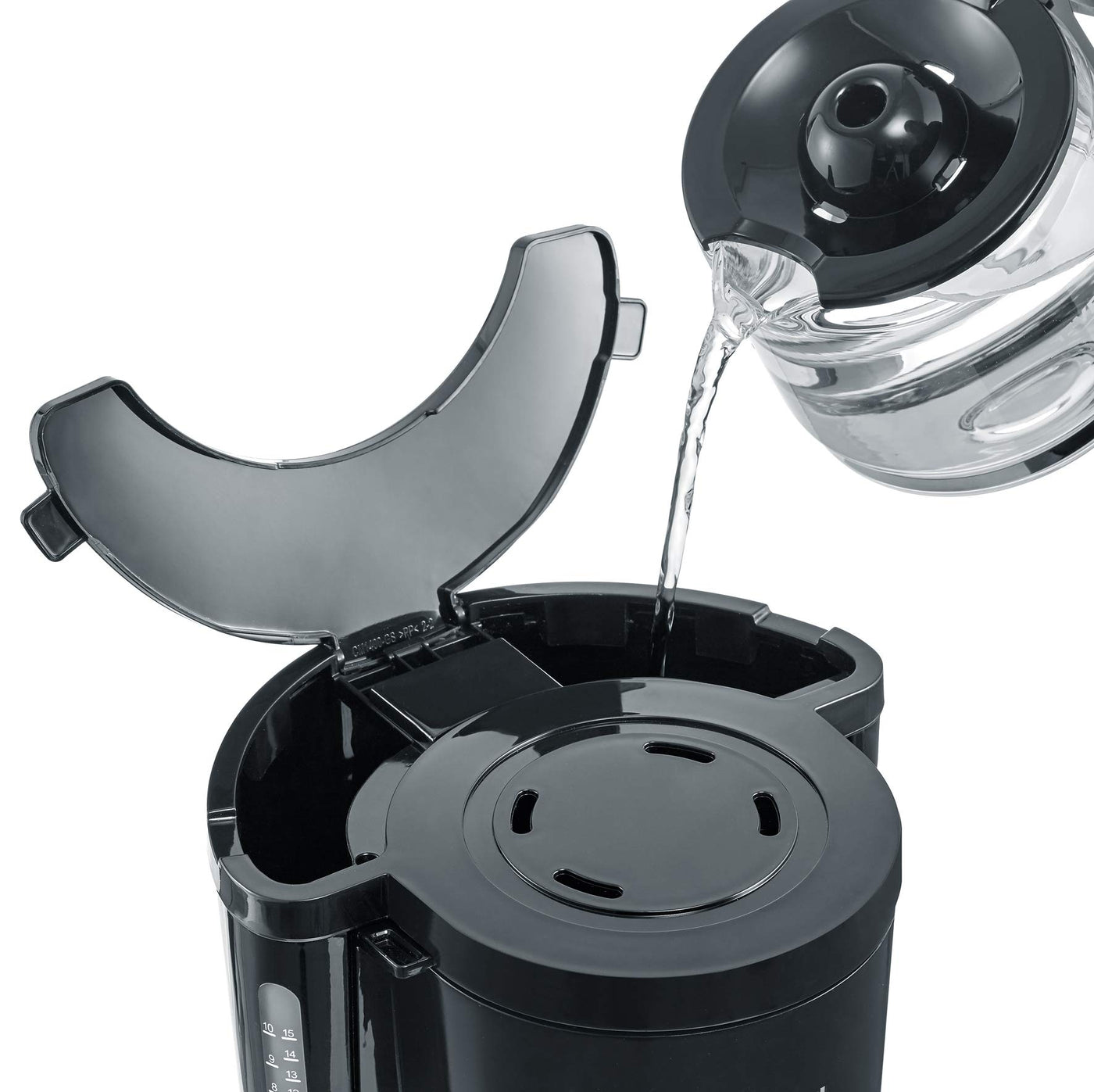 SEVERIN Kaffeemaschine "TypeSwitch" mit Glaskanne, AromaSwitch zur Wahl zwischen 2 Brühprofilen, Kaffeeautomat für bis zu 10 Tassen, 1.000W, Edelstahl-gebürstet-schwarz, KA 4825