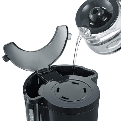 SEVERIN Kaffeemaschine "TypeSwitch" mit Glaskanne, AromaSwitch zur Wahl zwischen 2 Brühprofilen, Kaffeeautomat für bis zu 10 Tassen, 1.000W, Edelstahl-gebürstet-schwarz, KA 4825