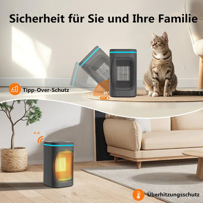 Wosilsor Energiesparender Heizlüfter, leise Heizung PTC Keramik mit Fernbedienung, 3 in 1 Elektroheizung/Lüfter/Nachtlicht, 2 Heizstufen, 3 Timing, Überhitzung Kippenschutz für Schlafzimmer Desk
