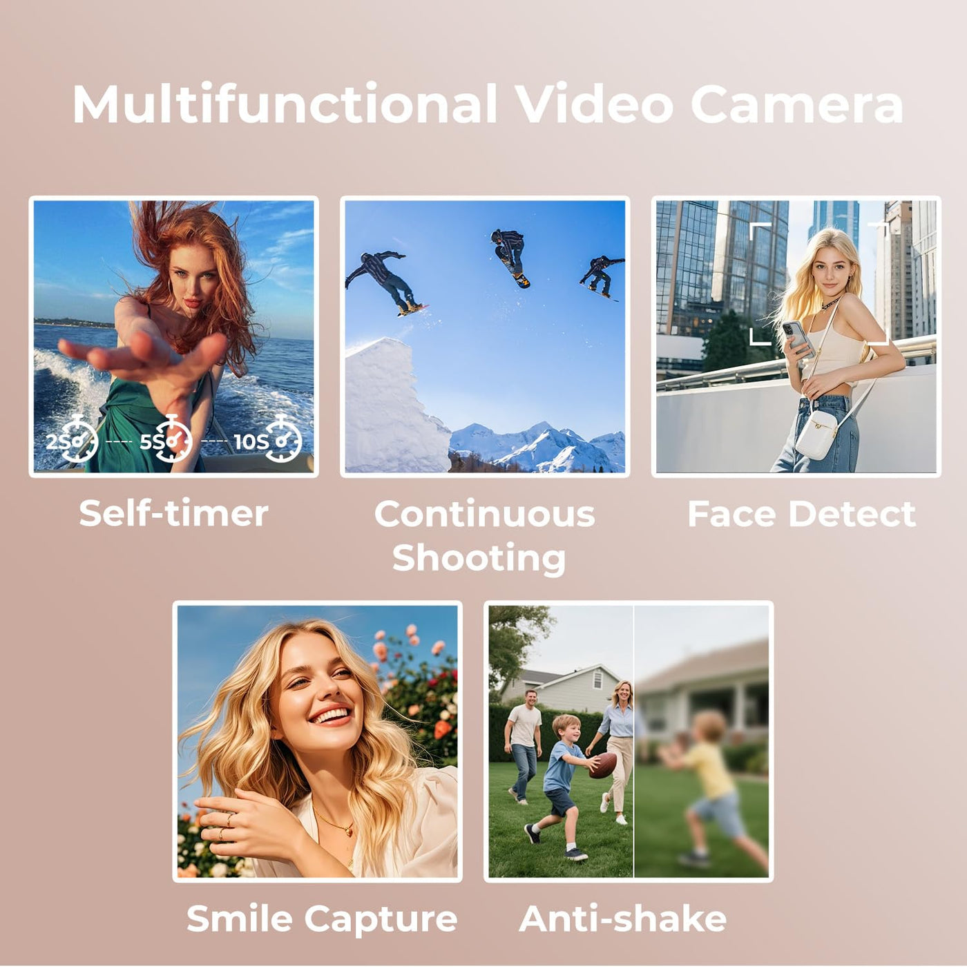 Videokamera 1080P, 48MP Camcorder 18X Digitalzoom Vlogging Camera für YouTube mit LED-Fülllicht, 3" 270° drehbarer Bildschirm Webcam Camcorder mit 32GB Karte & Akku