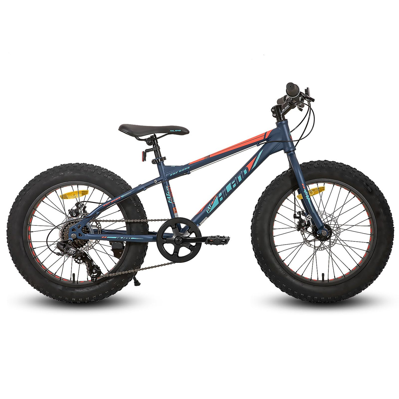 HILAND 20 Zoll Kinder Mountainbike, 7 Gang Fat Tires Mountainbike, Double Scheibenbremsen Kinder Fahrrad für Jungen Mädchen, Blau