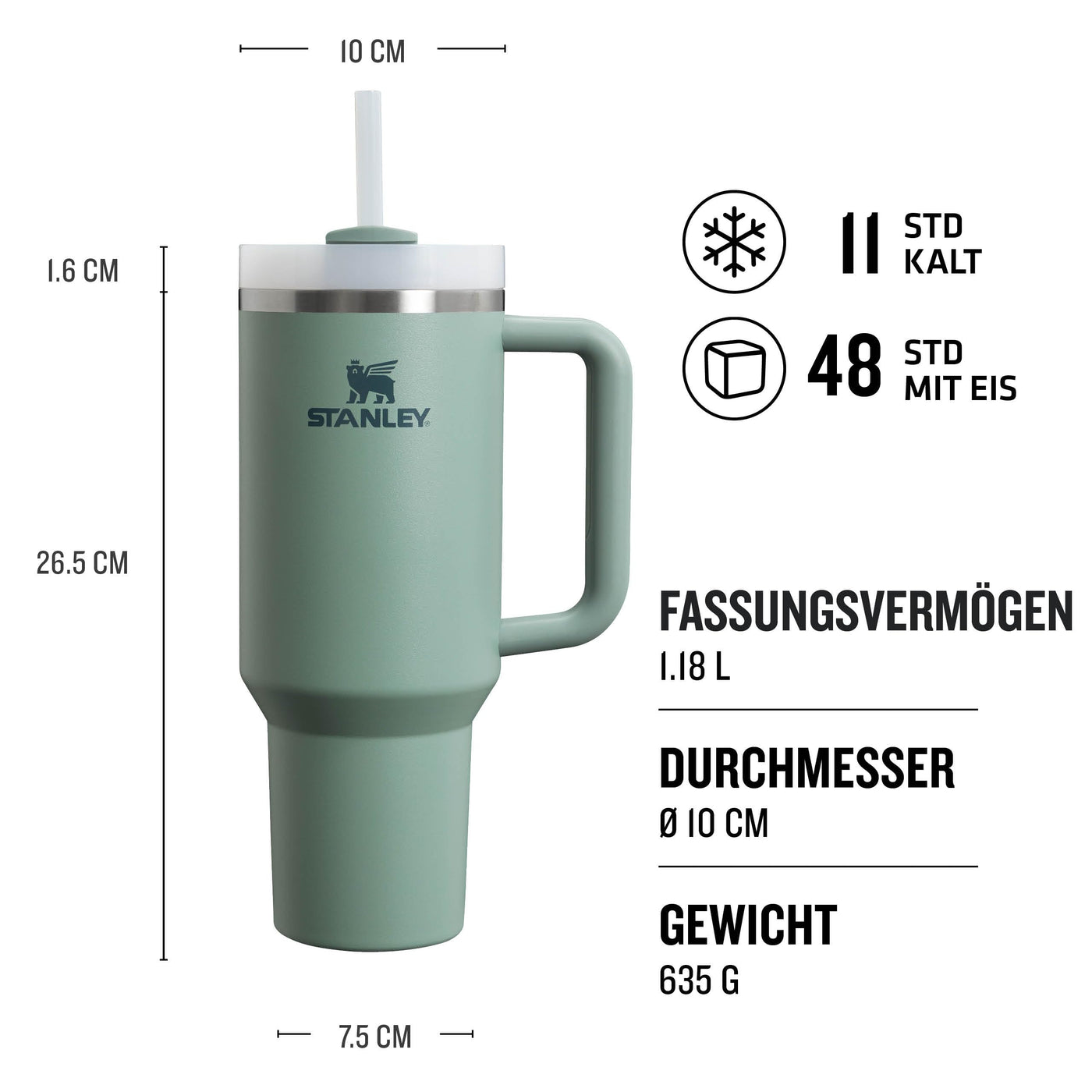 Stanley Quencher H2.0 FlowState Trinkflasche mit Strohhalm 1.18L - Thermobecher Kühlt 11 Stunden - 48 Stunden Eisgekühlt Spülmaschinenfest - Thermosflasche BPA Frei - Kaffeebecher To Go Shale