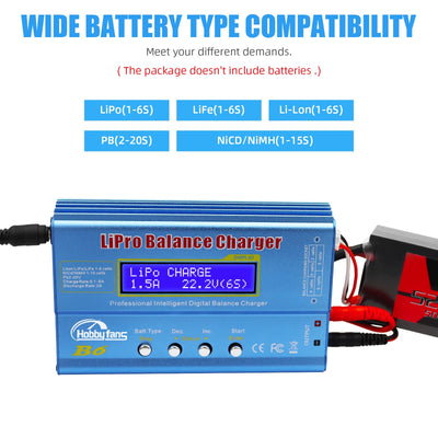Hobby Fans B6 Balance Ladegerät 80W 6A LCD für LiPo Li-Ion Life Akku (1-6S) NiMH NiCd (1-15S), RC Hobby Akku LED AC Power Adapter