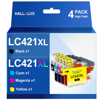 LC421XL LC-421XLVAL Tintenpatronen Value Pack für Brother LC421 LC-421XL Multipack Patronen für Brother DCP-J1050DW DCP-J1140DW MFC-J1010DW (LC421XL Schwarz,LC421XL Cyan,LC421XL Magenta,LC421XL Gelb)