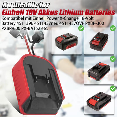 2 Stück Power Wheel Adapter für Einhell 18V Power X Change Akku, Dock Stromanschluss mit 14AWG Sicherung und Schalter, Akku Adapter für RC Auto Heimwerker