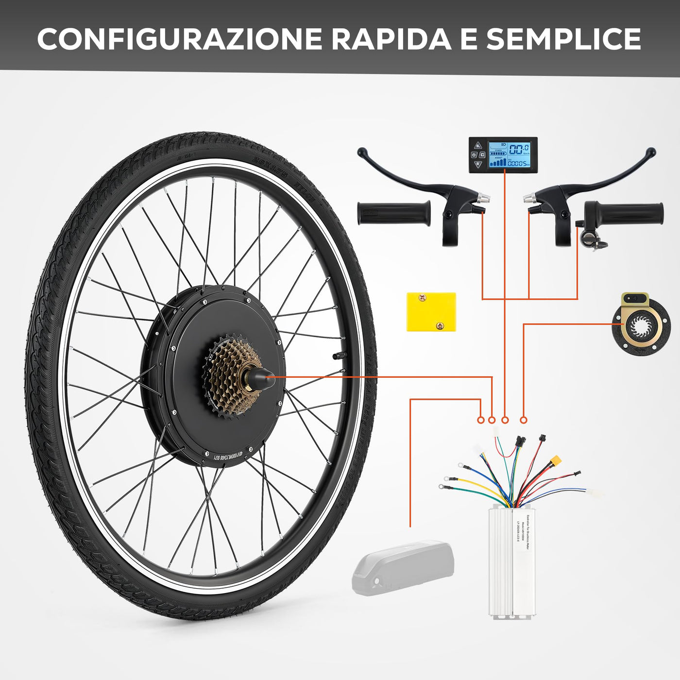 CO-Z 26 Zoll Ebike Umbausatz E-Bike Hinterrad Umbausatz Kit Elektrofahrrad Umbausatz Ebike Conversion Kit Electric Bicycle Umbausatz Pedelec Umbausatz 1000W