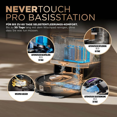 Shark PowerDetect 2-in-1 Saug- und Wischroboter, NeverTouch Pro 60 Tage selbstentleerend, selbstnachfüllend mit 3D & LiDAR-Navigation, NeverStuck-Hindernisumgehung, Schwarz RV2800ZEEU