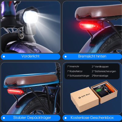 Fafrees Offiziell F20 PRO Herren E Bike Klappbar Fatbike mit 36V 18AH Akku, Damen E-Bike 20 Zoll Elektrisches Fahrrad 250W, Ebike Fahrrad 25km/h Mountainbike Herren Klapprad 150kg (Aurora Blue)