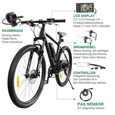 SHIMOST 28 Zoll 700C E-Bike Umbausatz Conversion Kit 36V350W Heckmotor mit 36V13Ah Li-ion Batterie für Hinterrad 8-10 Gang Steckranz Kassette, Integrierte Controller, LCD Anzeige, PAS Sensor