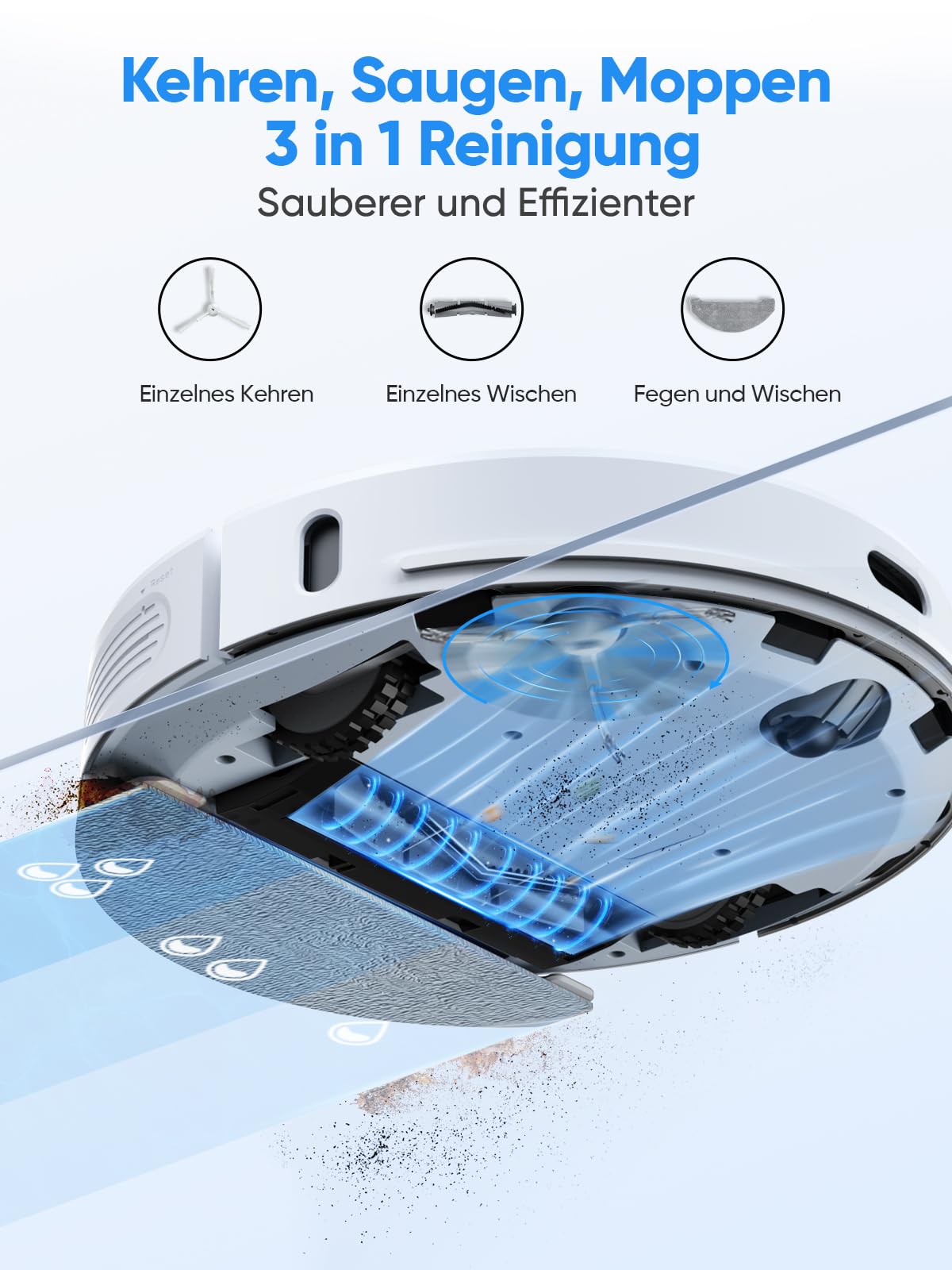 HONITURE Saugroboter mit Wischfunktion, Staubsauger Roboter Q6 Pro 3500Pa mit Lasernavigation Saugroboter mit Absaugstation 250Min Laufzeit App Steuerung ideal für Tierhaare Teppich Hartboden