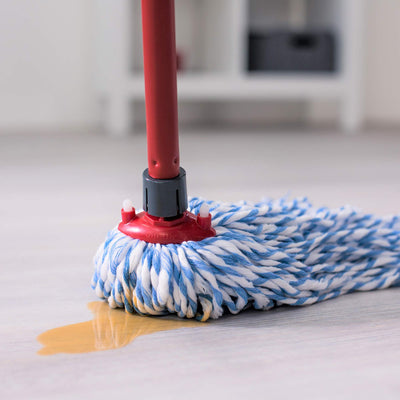 Vileda SuperMocio Wischmopp und Eimer im Set, Wischer aus Mikrofaser und Baumwolle