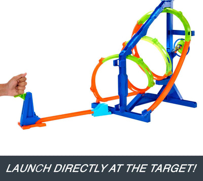 HOT WHEELS Looping-Twister Set - Trackset mit dreifachem Korkenzieher-Looping und Aufbewahrungsbox, inklusive 1 Spielzeugauto, für Kinder ab 6 Jahren, HMX41