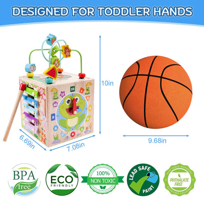 KMTJT Montessori Motorikwürfel Spielzeug ab 1 2 3 Jahr | Aktivitätswürfel Steckspiel Holz ab 12 18 Monate Baby | Geschenk Mädchen Jungen | Kinder Holzspielzeug Motorikspielzeug ab 1 Jahr (Rosa)