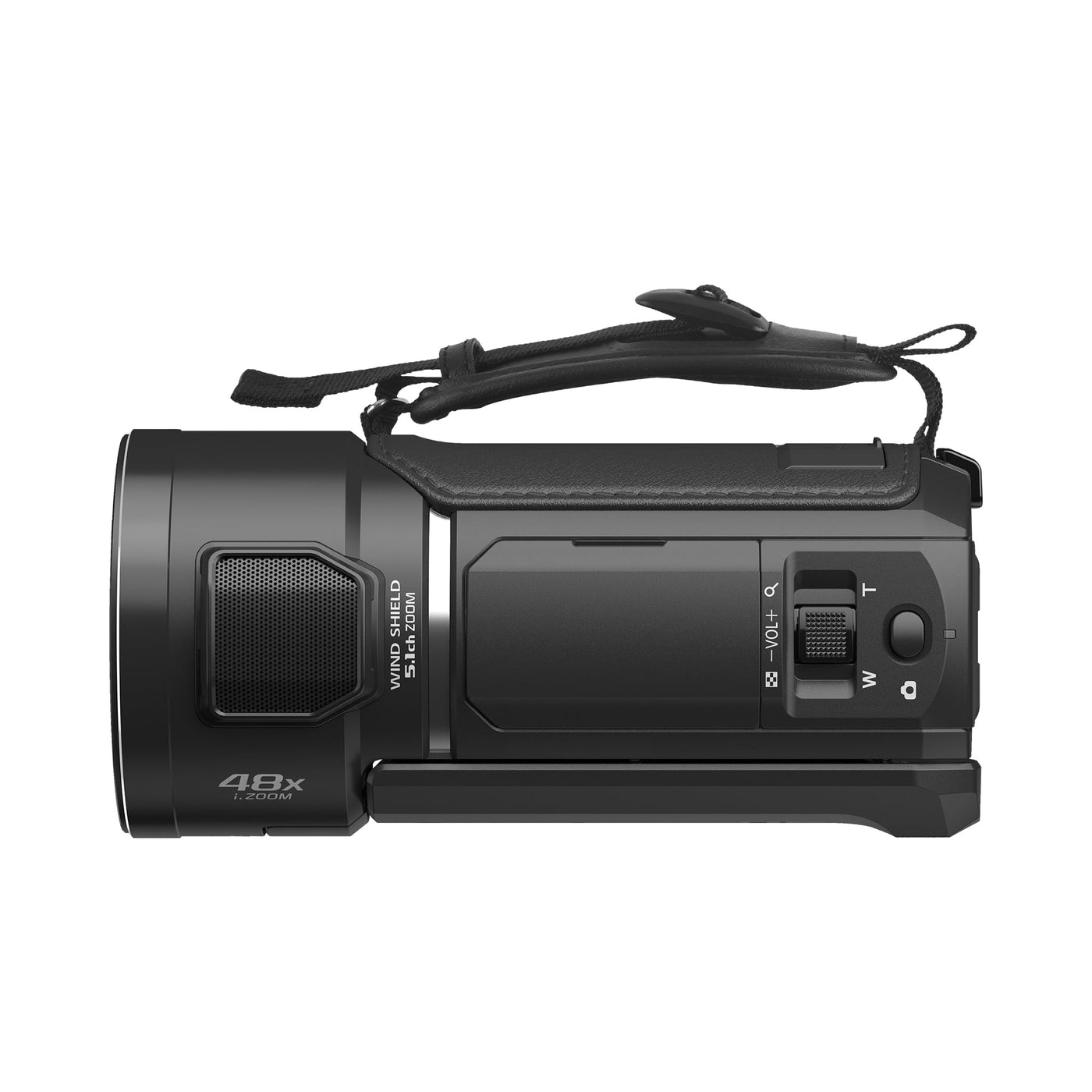 Panasonic HC-V900E-K Full-HD-Camcorder, FHD-Video, 25-mm-F1.8-Weitwinkelobjektiv, 24-facher optischer Zoom, Hybrid OIS+, HDR, Zoom-Mikrofon, Touchscreen, Schwarz