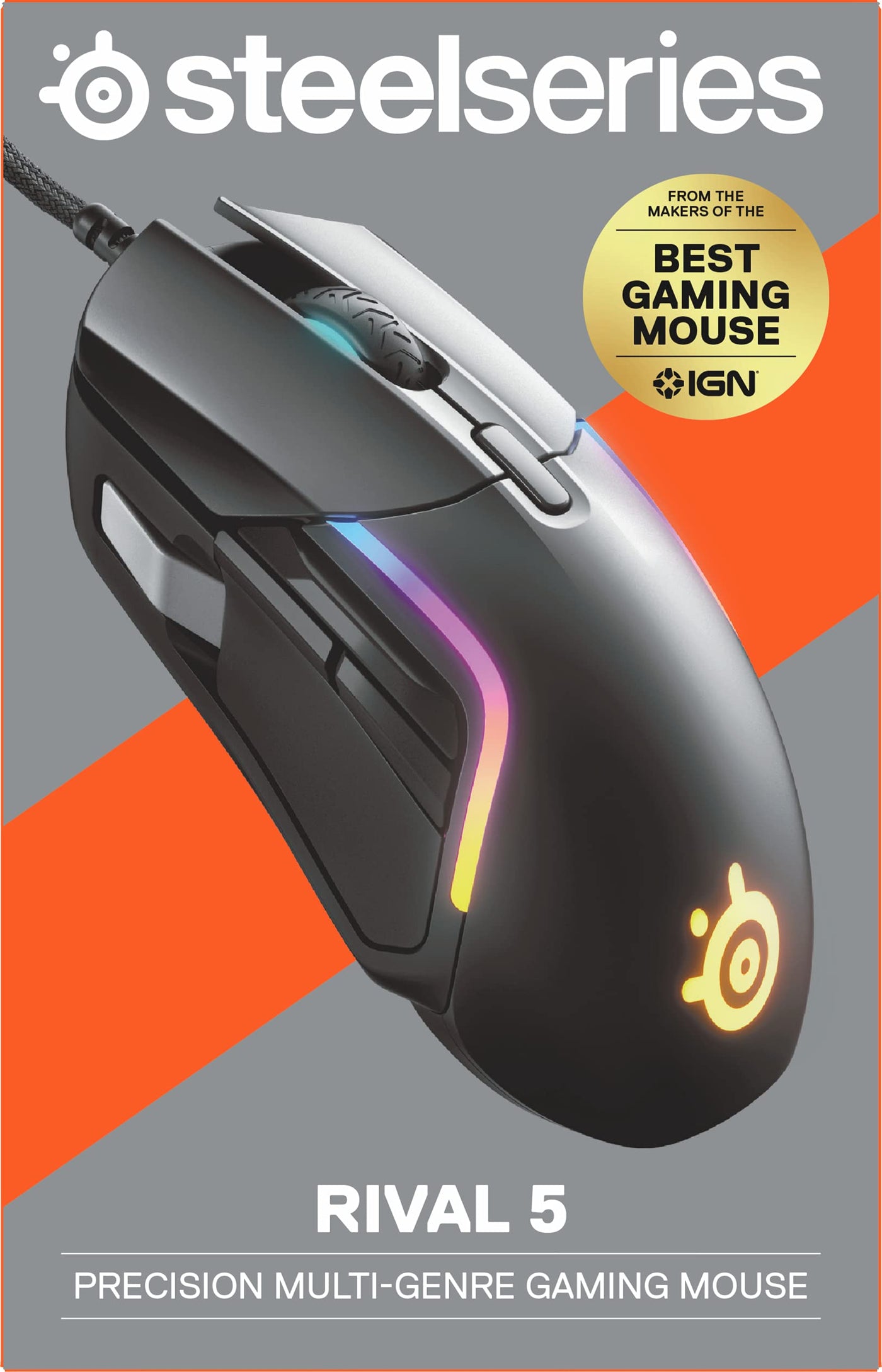 SteelSeries Rival 5 - Gaming-Maus - TrueMove Air Optische Sensor mit 18CPI - 9 programmierbare Tasten - Federleichte 85 Gramm, Schwarz