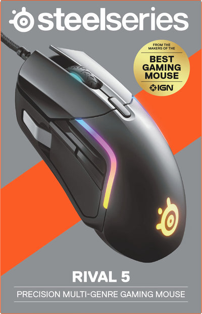 SteelSeries Rival 5 - Gaming-Maus - TrueMove Air Optische Sensor mit 18CPI - 9 programmierbare Tasten - Federleichte 85 Gramm, Schwarz