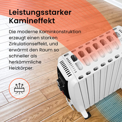 Pro Breeze Tragbarer Ölradiator, 8 Elemente, 2000 W, mit 3 Heizleistungen, einstellbarer Thermostat, 24-Stunden-Timer, energiesparende elektrische Heizung