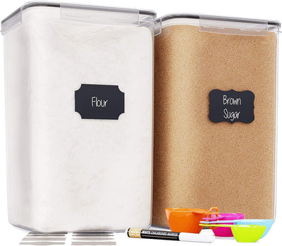 Chef’s Path 6,5L Groß Vorratsdosen Mit Deckel, BPA Frei Luftdichte Aufbewahrungsbox Küche, Fur Müsli Spaghetti Zucker Mehl Aufbewahrung, 2er Behälter, Kreidemarker und Etiketten