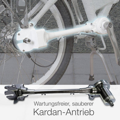 aktivelo E-Faltrad mit Kardanantrieb, klappbar Fahrrad, E-Bike, Akku 8,7 Ah mit 9 Motorunterstützungsstufen, LCD-Display & Alurahmen, inkl. Transporttasche Weiß