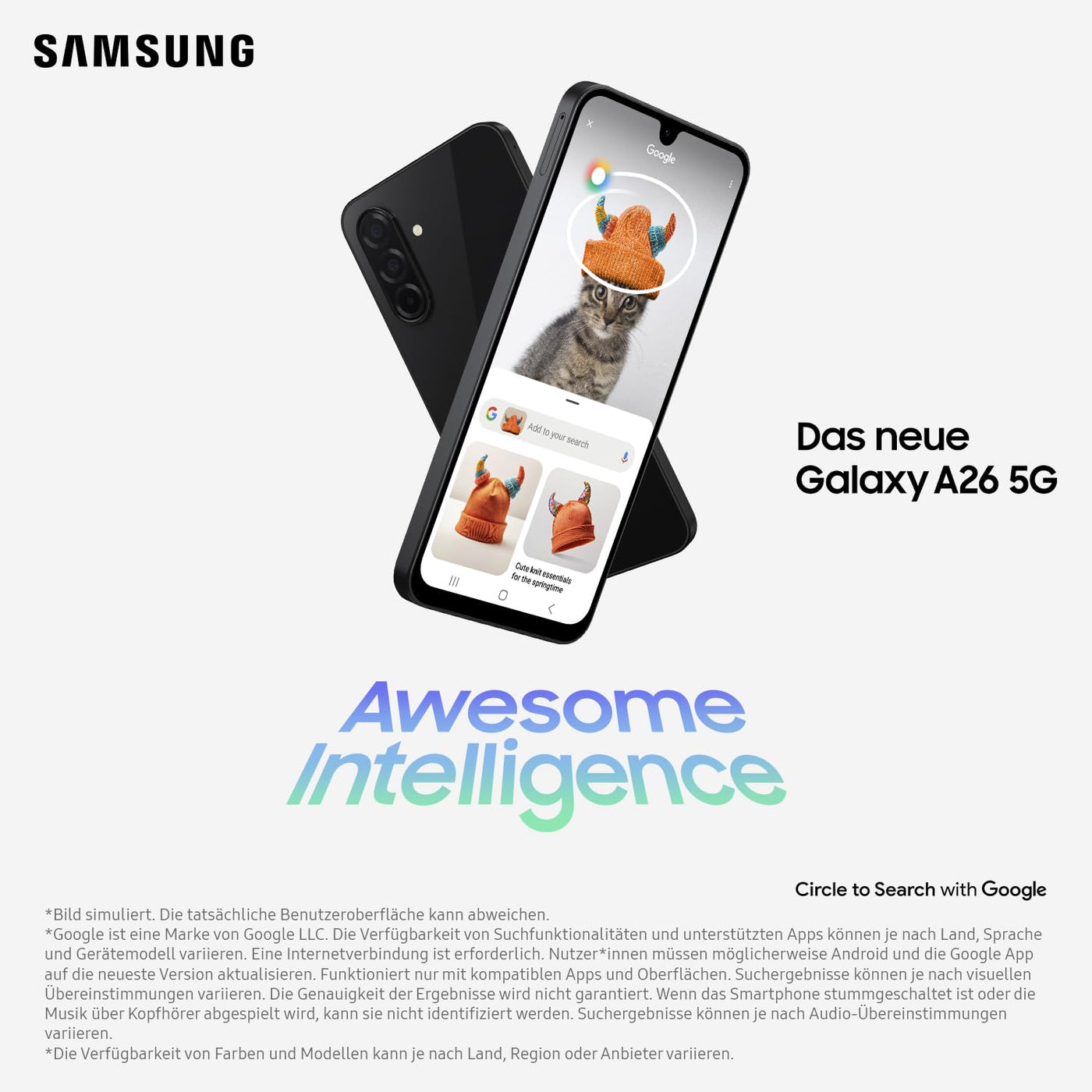 Samsung Galaxy A26 5G AI Smartphone ohne Vertrag, Simlockfreies AI Handy mit Android, 6 GB RAM, 128 GB Speicher, 50-MP-Kamera, Black, 2,5 Jahre Herstellergarantie [Exklusiv auf Amazon]