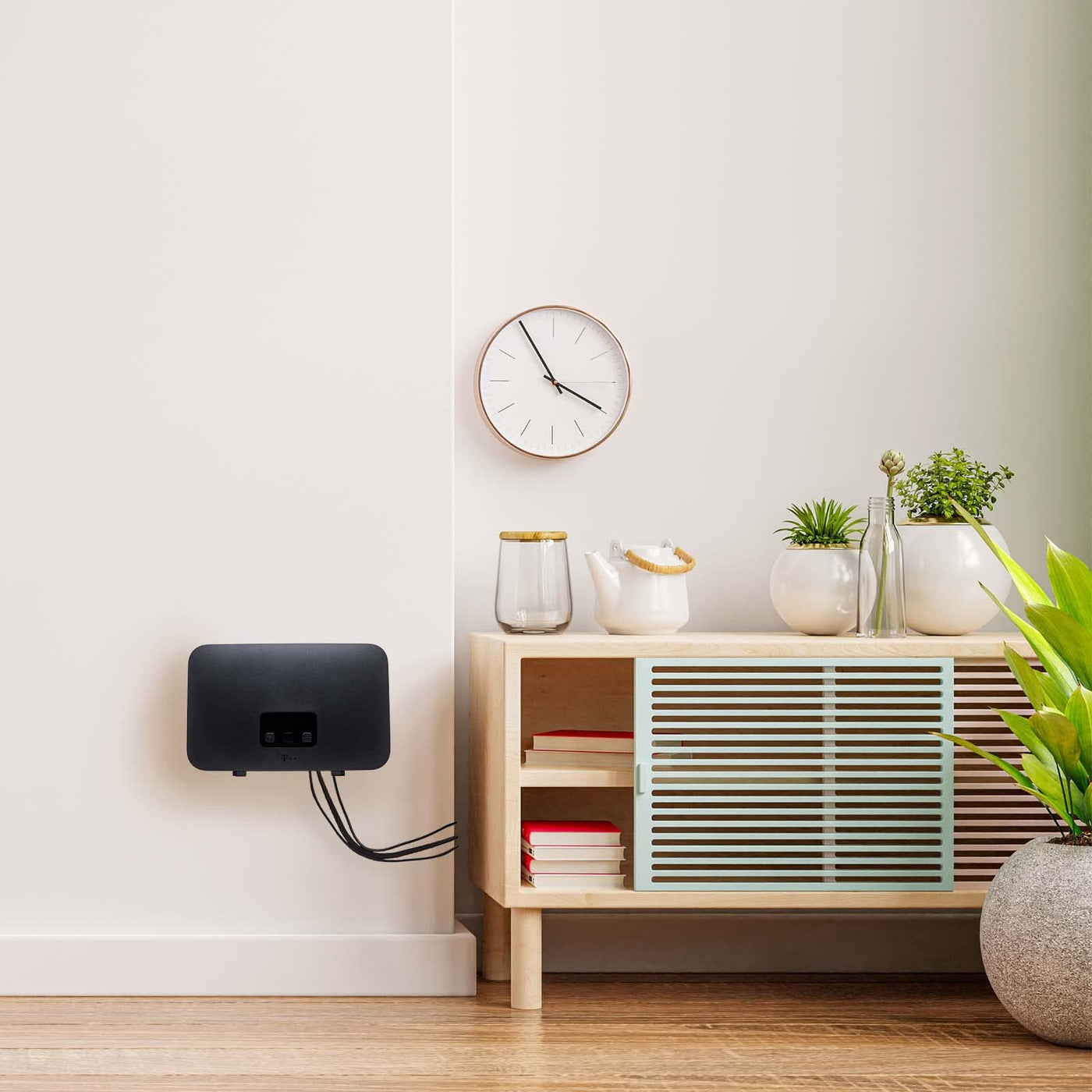 MOBILEFOX Wandhalterung passend für Telekom Speedport Smart 4 | 4 Plus Router Wandhalter WLAN Halterung Halter mit Kabelmanagment, dual Band