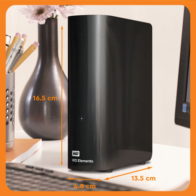 WD Elements Desktop-Speicher 20 TB (Desktop-Speicher USB 3.0-kompatibel, Zusatzspeicher für Fotos, Musik, Videos und alle anderen Dateien, stoßfest) Schwarz