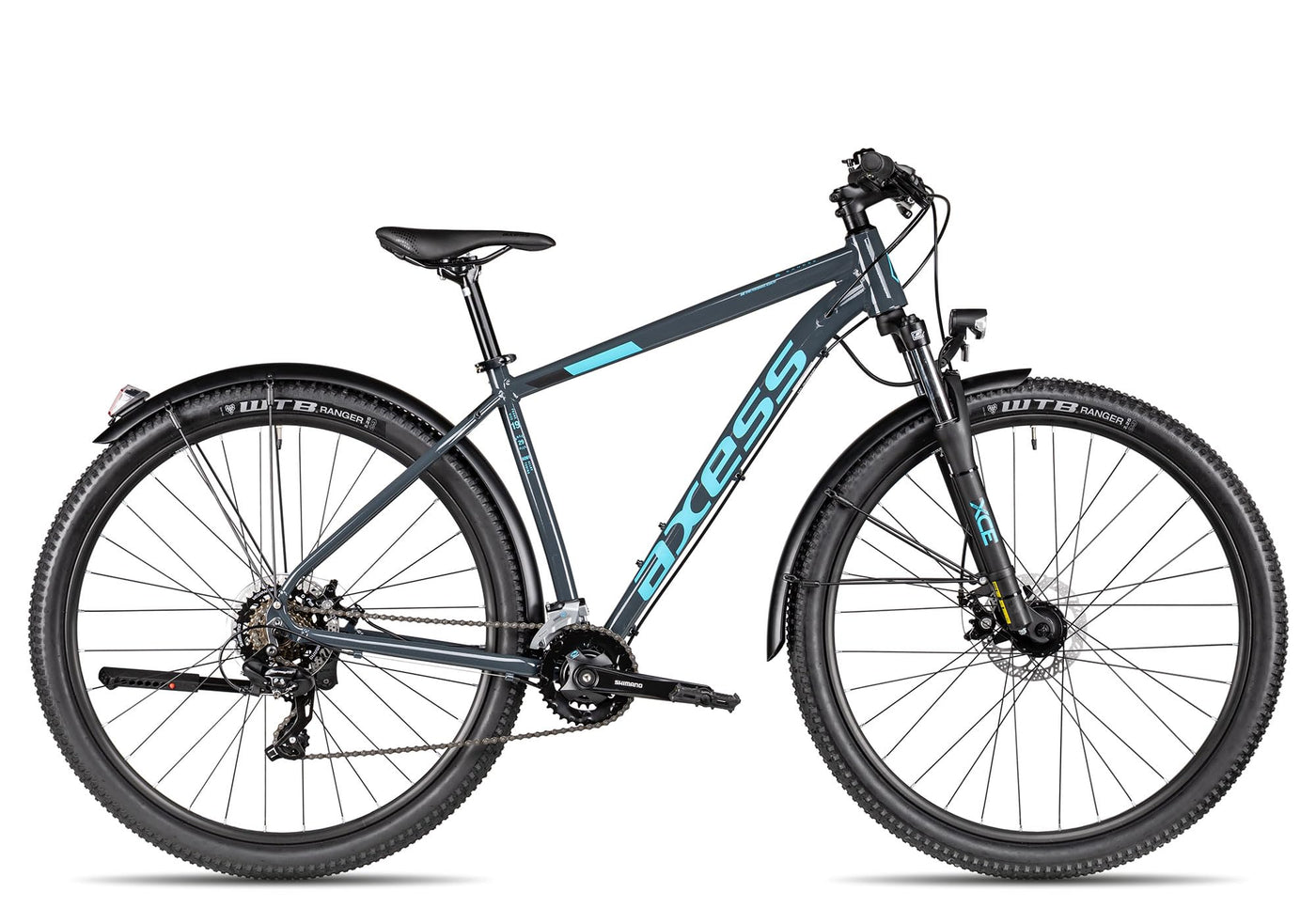 Axess Sandee ATB | straßentaugliches Herren-Mountainbike | MTB-Hardtail | 14-Gang Schaltung | Mechanische Scheibenbremsen, Farbe:Grey, Rahmengröße:19 Zoll