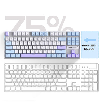 MageGee 75% Mechanische Gaming-Tastatur mit rotem Schalter, LED-Tastatur mit blauer Hintergrundbeleuchtung, kompakte TKL kabelgebundene Computertastatur für Windows Laptop PC Gamer,Weiß/Blau