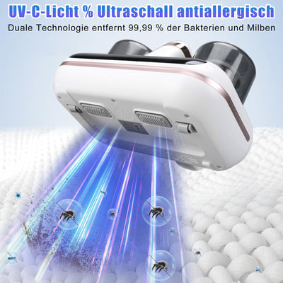 kswiown Milbensauger für Matratzen, 10KPA Milbenstaubsauger mit UV-Licht, Starke Saugkraft Milbensauger mit 3pcs HEPA Filter, Handstaubsauger zur Entfernung von Staubmilben Bakterien Allergenen