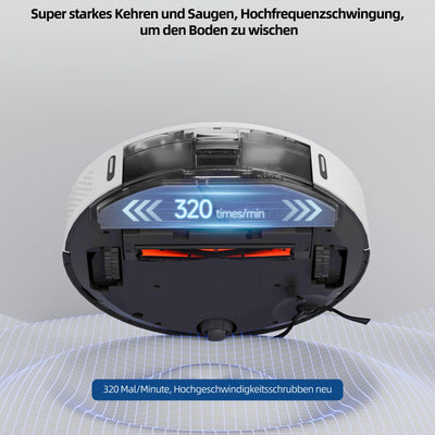 ROIDMI EVE MAX Saugroboter mit Wischfunktion - 5000Pa Staubsauger Roboter mit Absaugstation Selbstreinigung 75 Tage Mopphebung & Schwingwisch 5200mAh Sprachsteuerung für Tierhaare Teppiche Hartboden