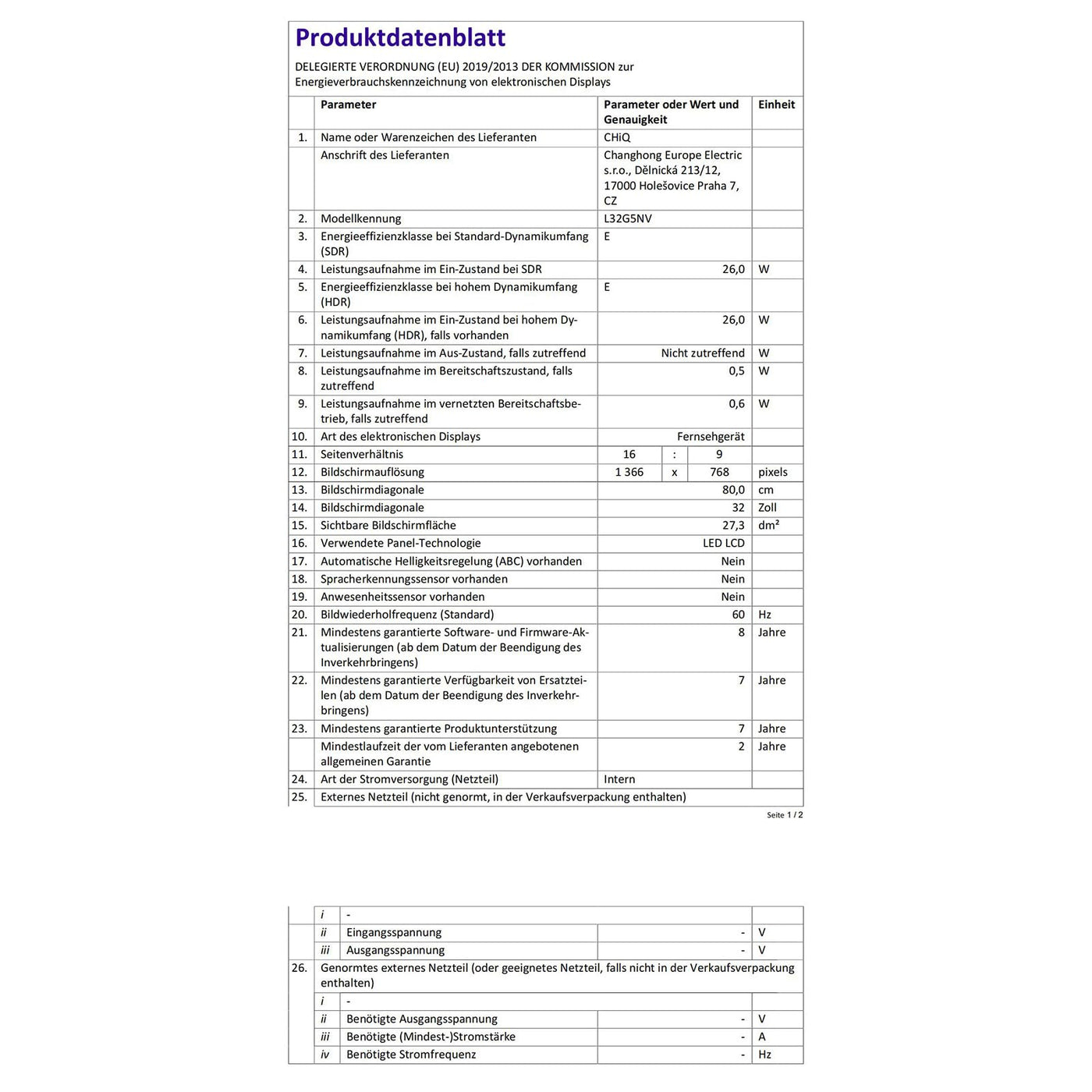 CHIQ 32 Zoll HD, Smart TV, HDR 10, Dolby Audio, Triple Tunner, Sprachassistent, Apple TV+, Prime Video, USB2.0, Works with Alexa, Neu 2024