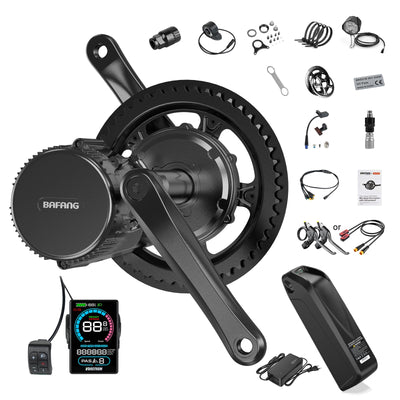 BAFANG 250W Mittelmotor E-Bike Umbausatz mit 36V24Ah Ebike Batterie und VD618 E-Bike Display, CAN Version 8fun Elektrofahrrad Kit für Mountainbike mit BB68-73mm