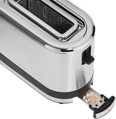 WMF Küchenminis 1-Scheiben Toaster Langschlitz XXl-Toast, Mini Toaster mit Brötchenaufsatz 7 Bräunungsstufen Überhitzungsschutz 600W Edelstahl matt
