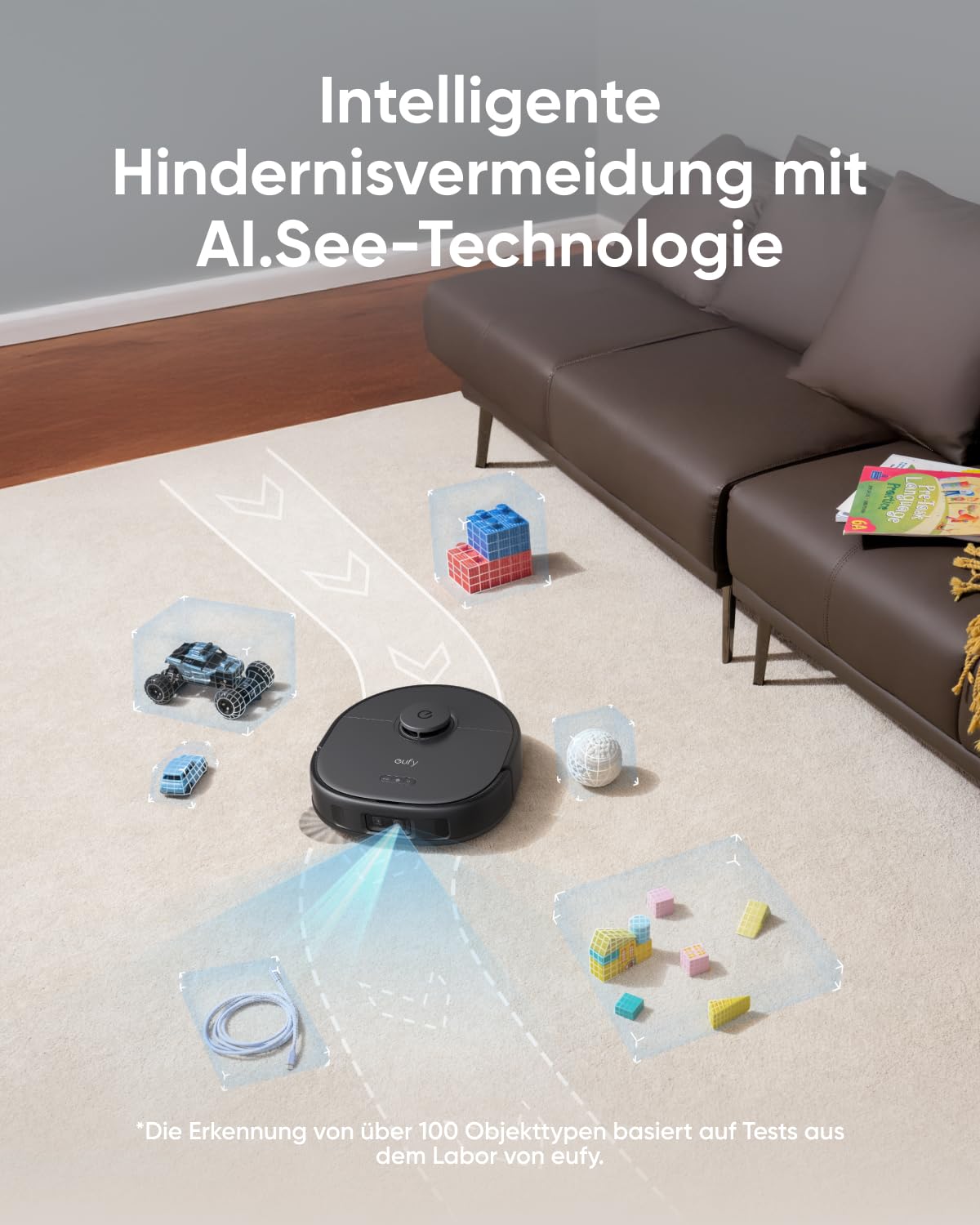 eufy X10 Pro Omni Saugroboter mit Wischfunktion & Absaugstation, 8.000Pa, Auto-Absaugen/Befüllen, 2× Auto-Lift-Mopp mit Auto-Waschen/Trocknen, Aktive Hindernisvermeidung, Kindersicherung