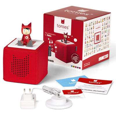 Toniebox Extrapack – Toniebox Starterset Rot + 4X Peppa Pig Hörfiguren, Audioplayer für Hörbücher und Lieder, einfach zu bedienende Musikbox mit Peppa Wutz Hörspiel für Kinder ab 3 Jahren
