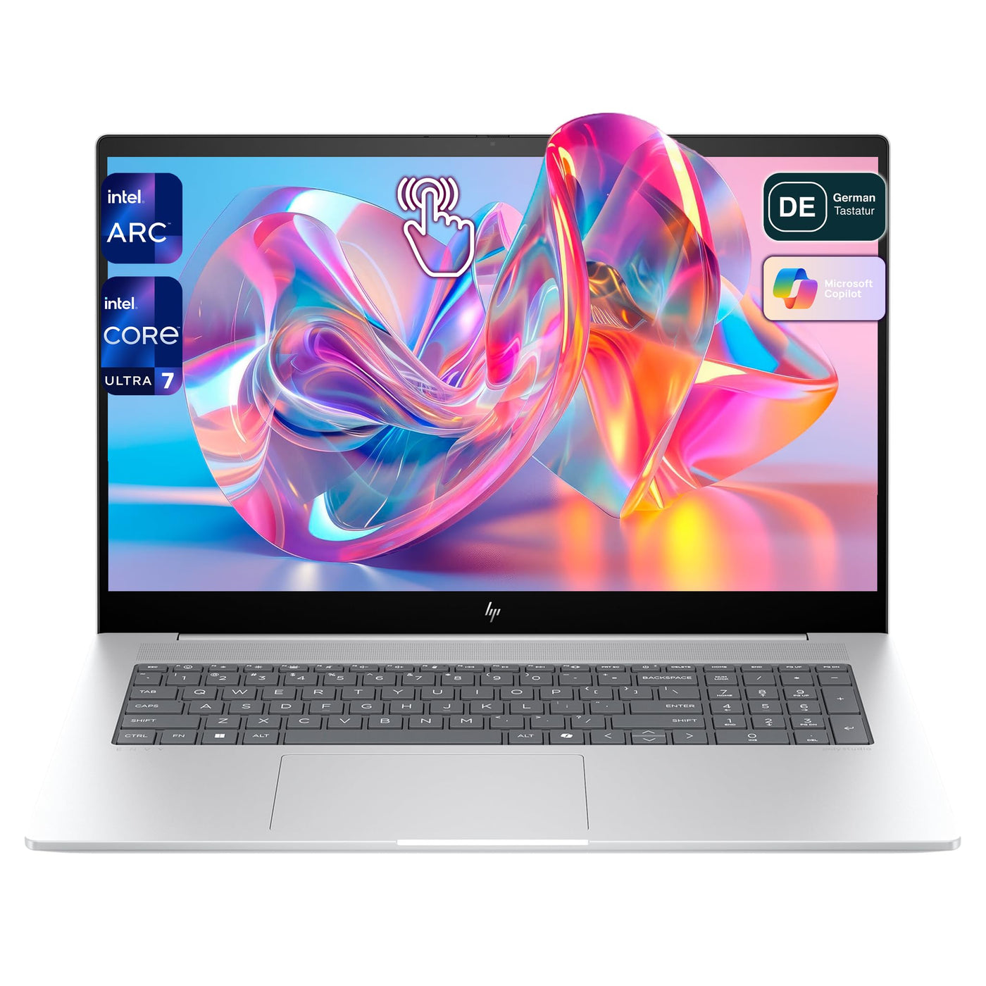 HP Envy Business Laptop, Intel Core Ultra 7-155H, 64 GB DDR5 RAM, 4 TB PCIe SSD, 17.3" FHD IPS Touchscreen, Intel Arc Graphics, QWERTZ Tastatur, Windows 11 Home, Silber