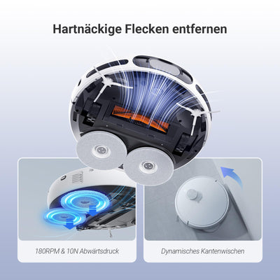 EZVIZ Saugroboter mit Staubentleerung und Wasserwechsel, 7200 Pa, LDS LiDAR und 3D-Laser Navigation Hinderniserkennung, Teppicherkennung, automatische Moppinstallation und -entfernung, RS20 Pro