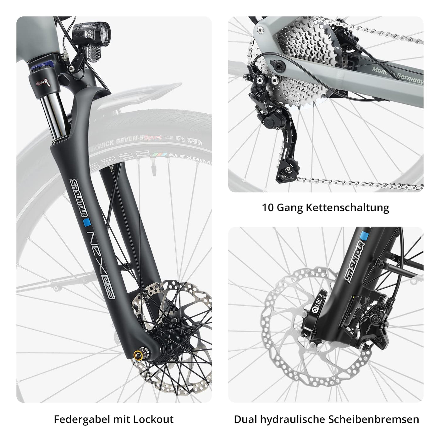 HEPHA E-Bike Trekking 7 Performance, 90Nm Mittelmotor (Upgrade AUF 100NM), 708Wh abnehmbar Akku (bis zu 200Km), APP, 10-Gang, Federgabel 63mm, 27.5 Zoll, LTD(Lowstep, Dark Grey, L-49cm)