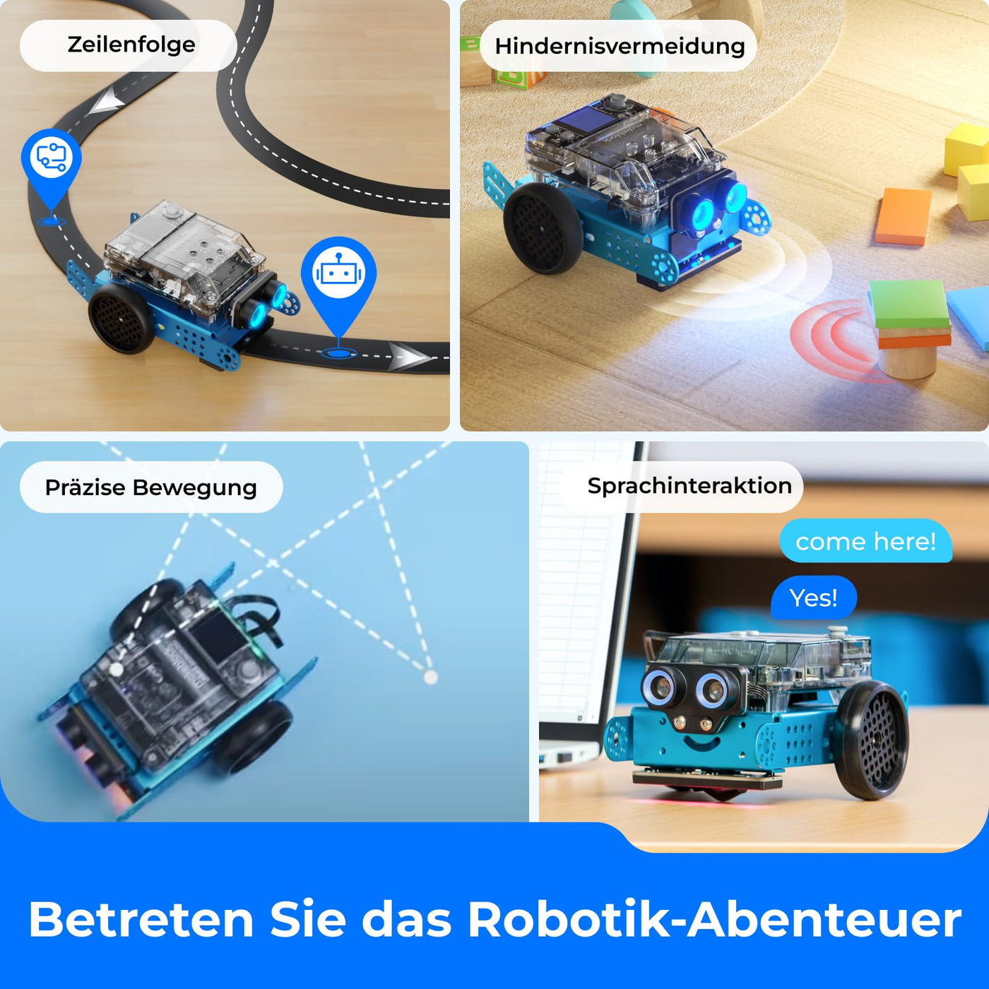Makeblock mBot 2 Programmierbarer Roboter für Kinder, AI Roboter Spielzeug mit WiFi Fernbedienung, mit Scratch und Python Kompatibles, Intelligent STEM Bausatz Geschenk für Kinder ab 8 Jahren