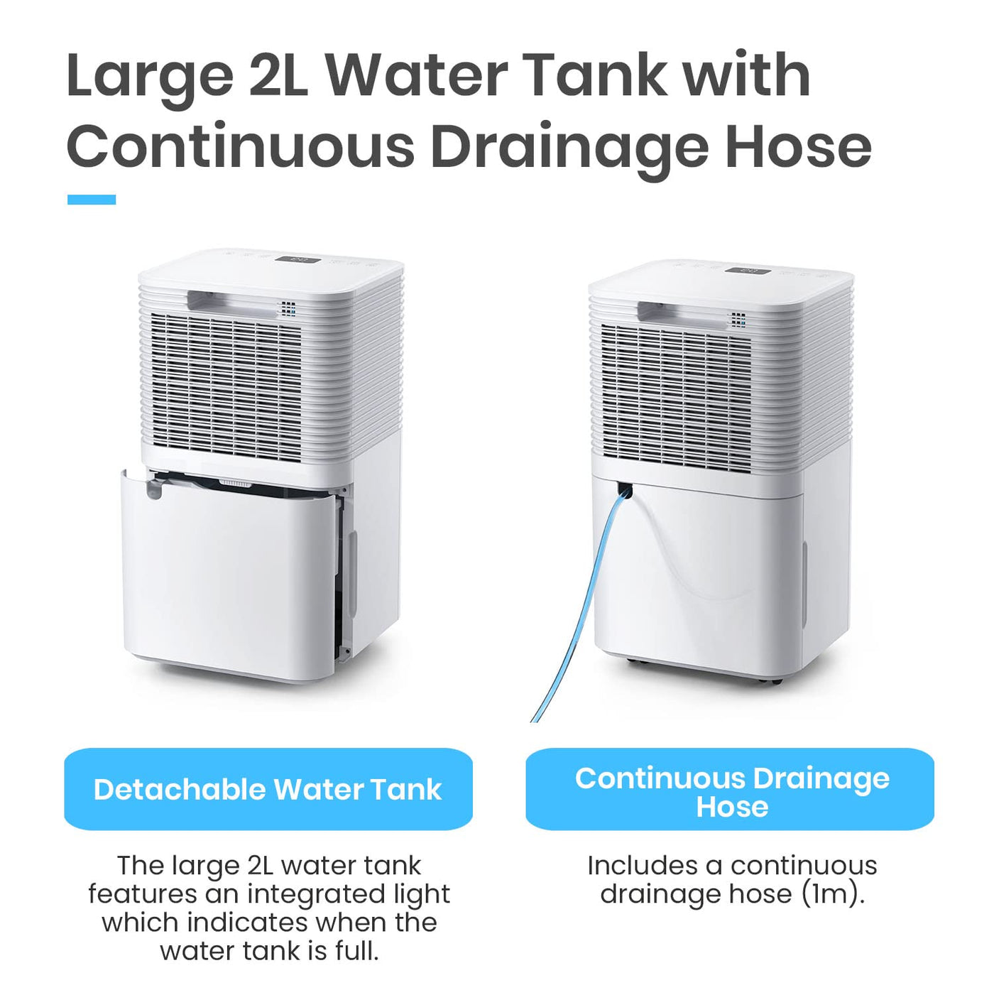 Pro Breeze Luftentfeuchter 12L in 24h Entfeuchtungsleistung - Luftentfeuchter elektrisch mit Feuchtigkeitssensor, Ablaufschlauch, Digitalanzeige, Schlafmodus, Timer - Gegen Feuchtigkeit, Schimmel