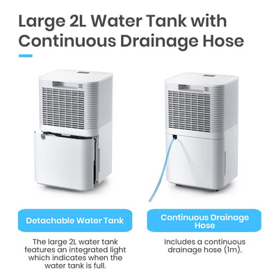 Pro Breeze Luftentfeuchter 12L in 24h Entfeuchtungsleistung - Luftentfeuchter elektrisch mit Feuchtigkeitssensor, Ablaufschlauch, Digitalanzeige, Schlafmodus, Timer - Gegen Feuchtigkeit, Schimmel