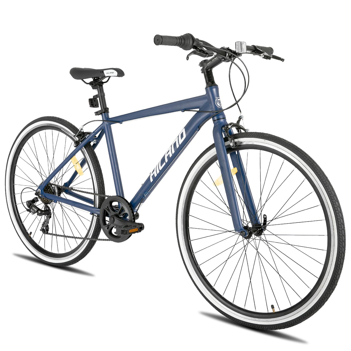 Hiland 28 Zoll Rennrad Citybike für Herren und Damen, 7-Gang City Pendlerfahrrad für Erwachsene, 700C Blau Fahrrad