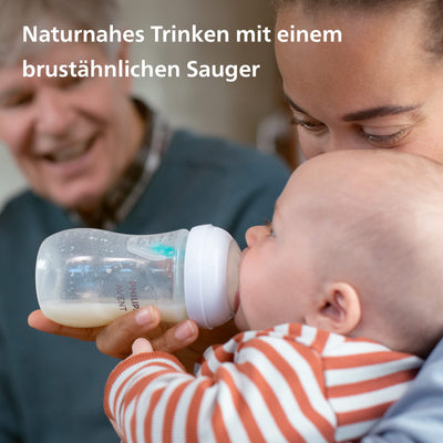 Philips Avent Babyflaschen mit AirFree Ventil, Geschenkset für Neugeborene – 4 Babyflaschen, ultra soft Schnuller und Flaschenbürste, Babys von 0–12 Monaten und älter (Modell SCD657/11)