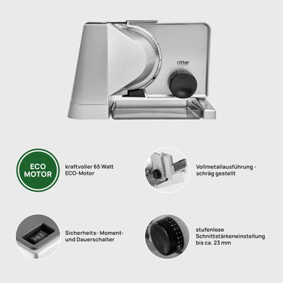 ritter solida 4 Elektrischer Allesschneider & Brotschneidemaschine aus Vollmetall, Made in Germany